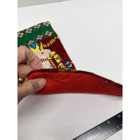 Vintage Christmas Stocking Embroidered Toy Soldier Nutcracker Unbranded Holiday - Picture 15 of 15